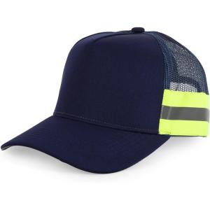 imageTrendy Apparel Shop XXL Oversized Reflective High Visibility Safety Trucker CapNavy