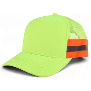imageTrendy Apparel Shop XXL Oversized Reflective High Visibility Safety Trucker CapNeon Yellow