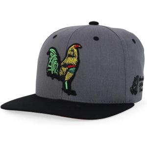 imageTrendy Apparel Shop 3D Rooster Embroidered Flat Bill Snapback CapGrey Black