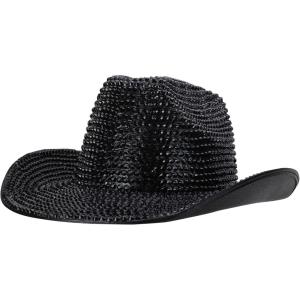 imageTrendy Apparel Shop Rhinestone Studded Bling Western Cowboy Cowgirl HatBlack 1