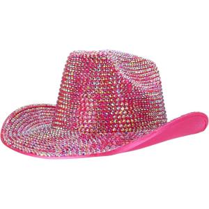 imageTrendy Apparel Shop Rhinestone Studded Bling Western Cowboy Cowgirl HatPink 1