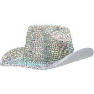 imageTrendy Apparel Shop Rhinestone Studded Bling Western Cowboy Cowgirl HatWhite 1