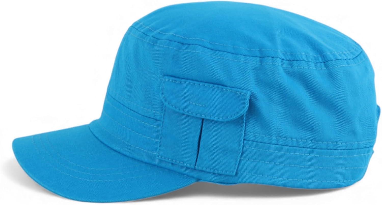 imageTrendy Apparel Shop Plain Castro Flat Top Style Army Cap with PocketAqua
