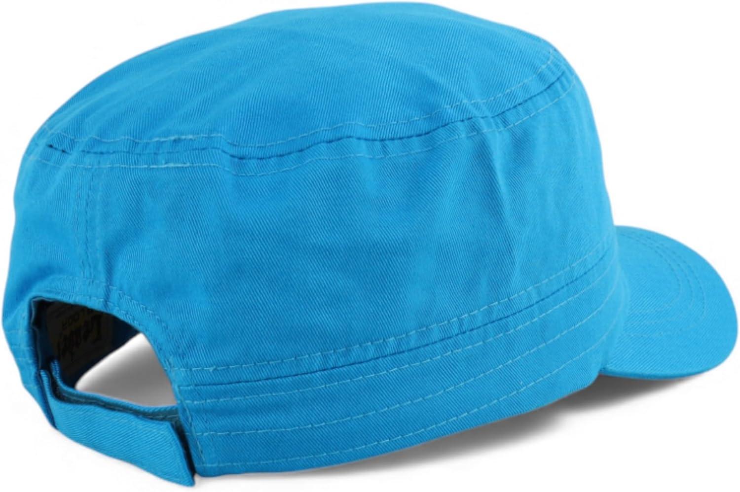 imageTrendy Apparel Shop Plain Castro Flat Top Style Army Cap with PocketAqua