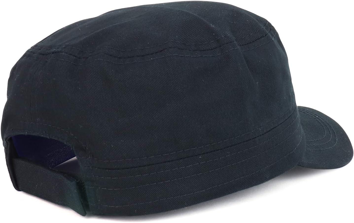 imageTrendy Apparel Shop Plain Castro Flat Top Style Army Cap with PocketBlack