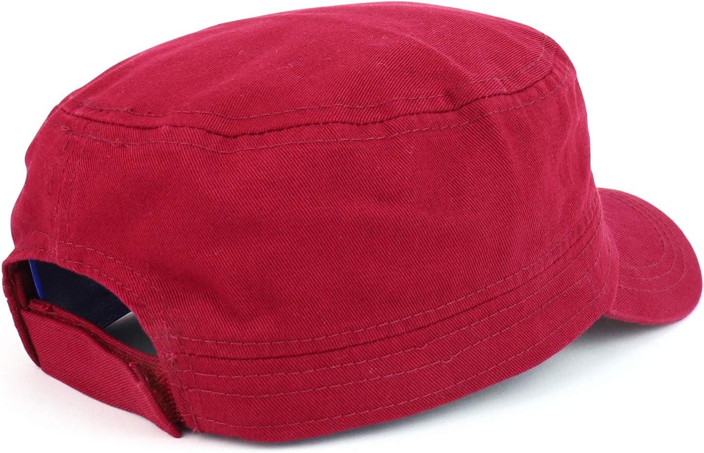 imageTrendy Apparel Shop Plain Castro Flat Top Style Army Cap with PocketBurgundy