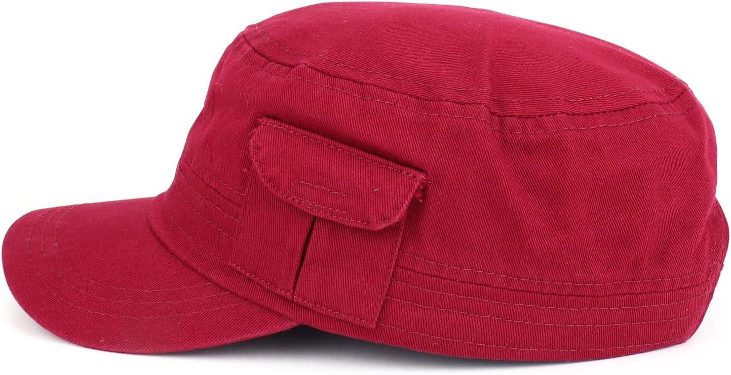 imageTrendy Apparel Shop Plain Castro Flat Top Style Army Cap with PocketBurgundy