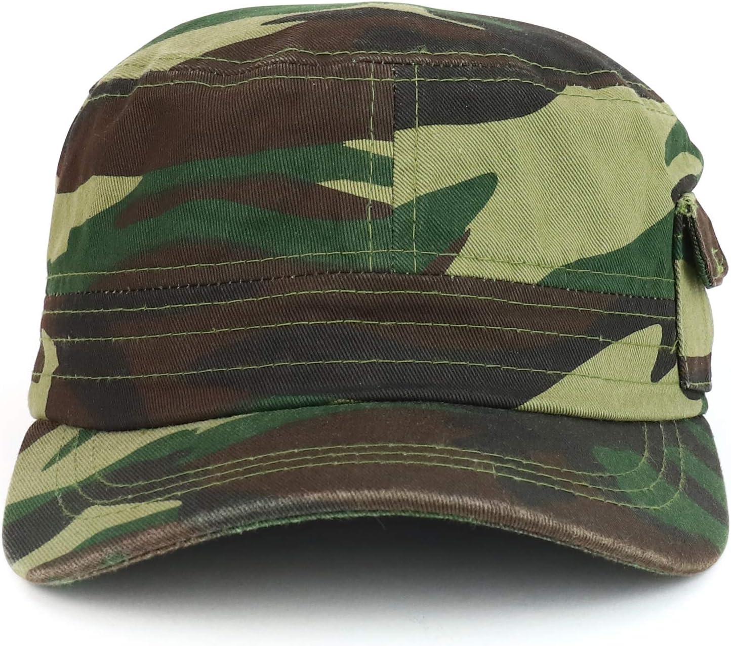 imageTrendy Apparel Shop Plain Castro Flat Top Style Army Cap with PocketCamo