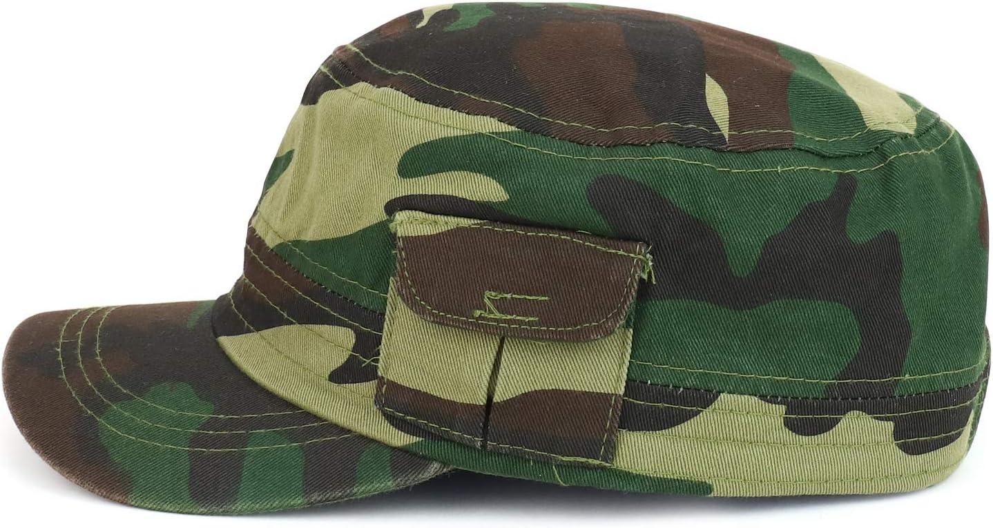 imageTrendy Apparel Shop Plain Castro Flat Top Style Army Cap with PocketCamo