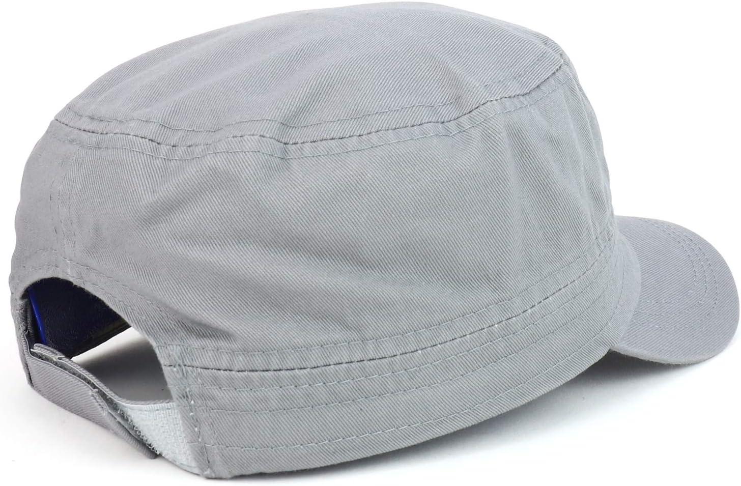 imageTrendy Apparel Shop Plain Castro Flat Top Style Army Cap with PocketGrey