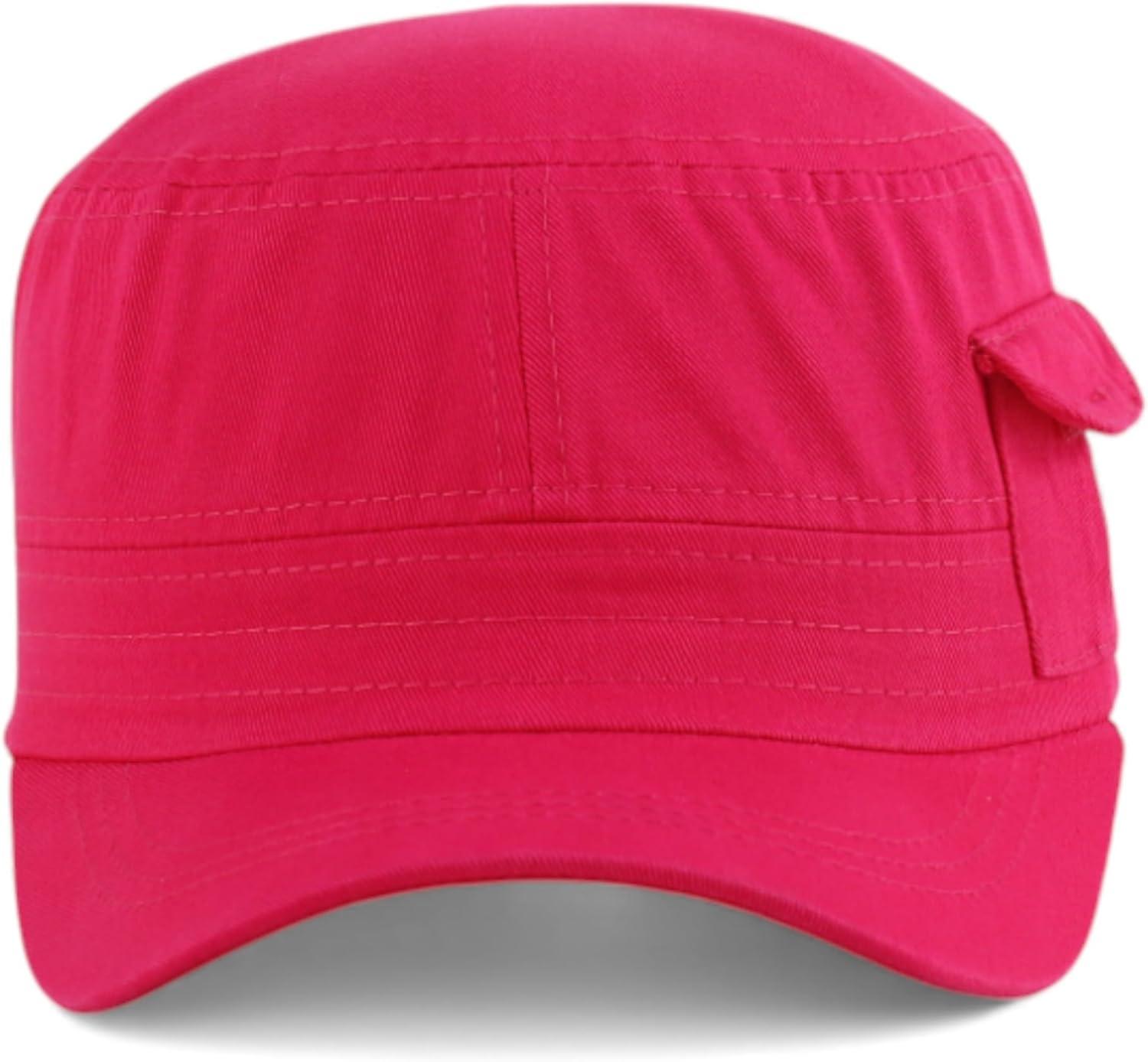 imageTrendy Apparel Shop Plain Castro Flat Top Style Army Cap with PocketHot Pink