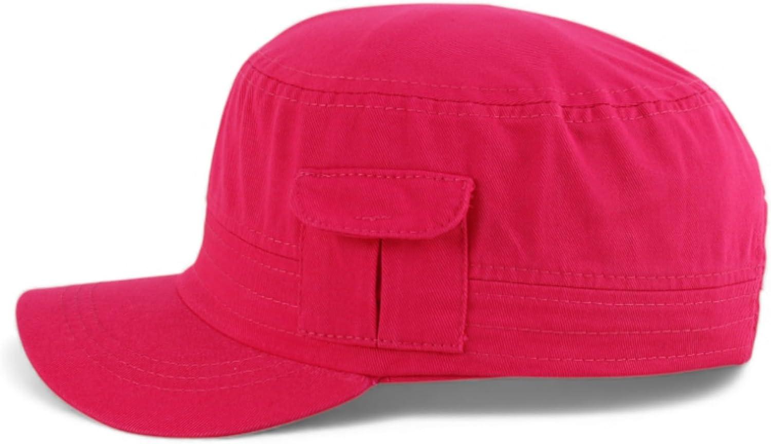 imageTrendy Apparel Shop Plain Castro Flat Top Style Army Cap with PocketHot Pink