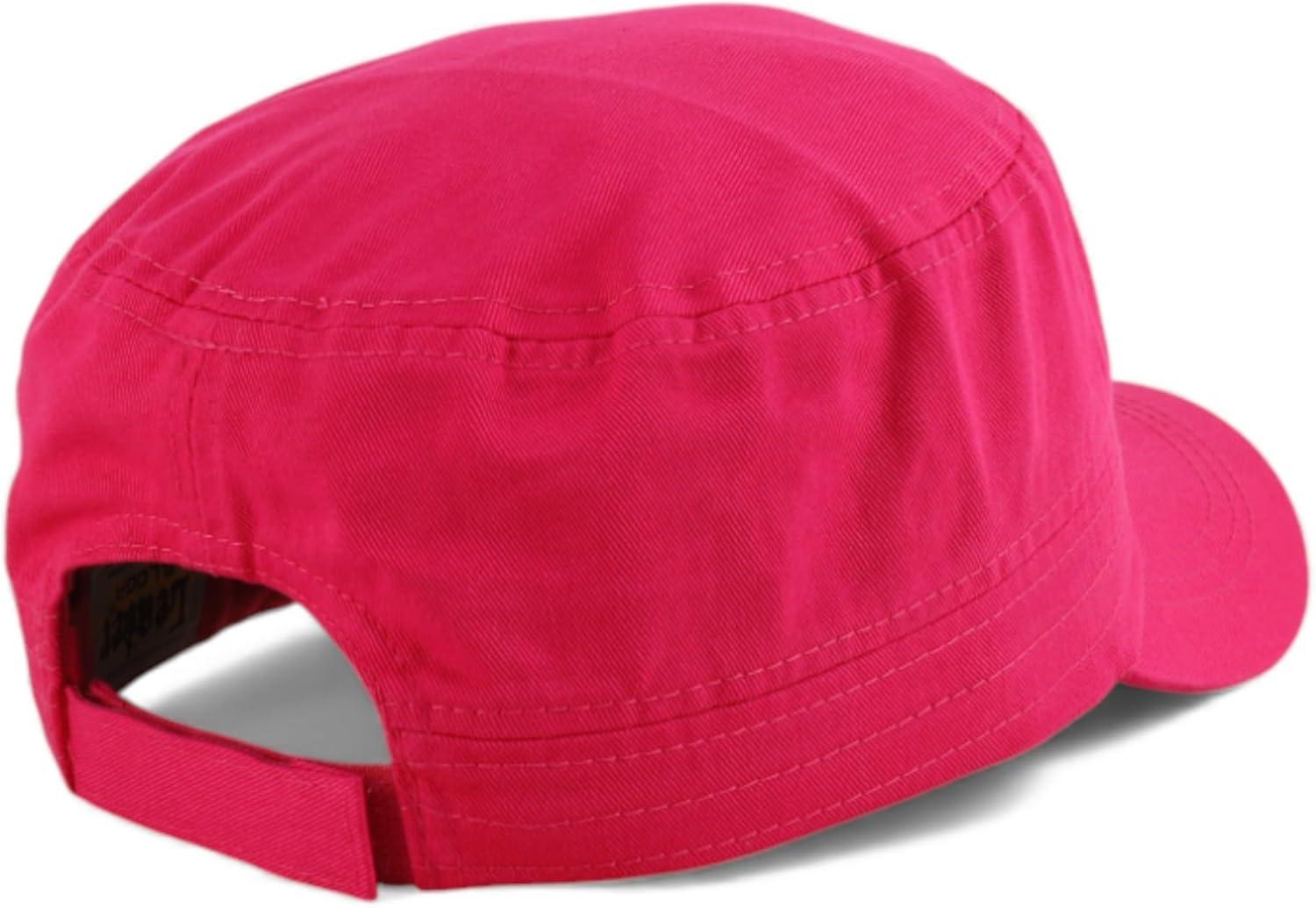imageTrendy Apparel Shop Plain Castro Flat Top Style Army Cap with PocketHot Pink