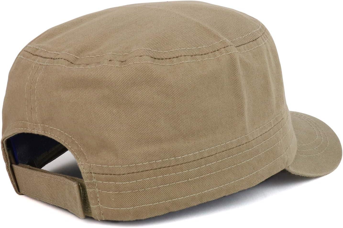 imageTrendy Apparel Shop Plain Castro Flat Top Style Army Cap with PocketKhaki