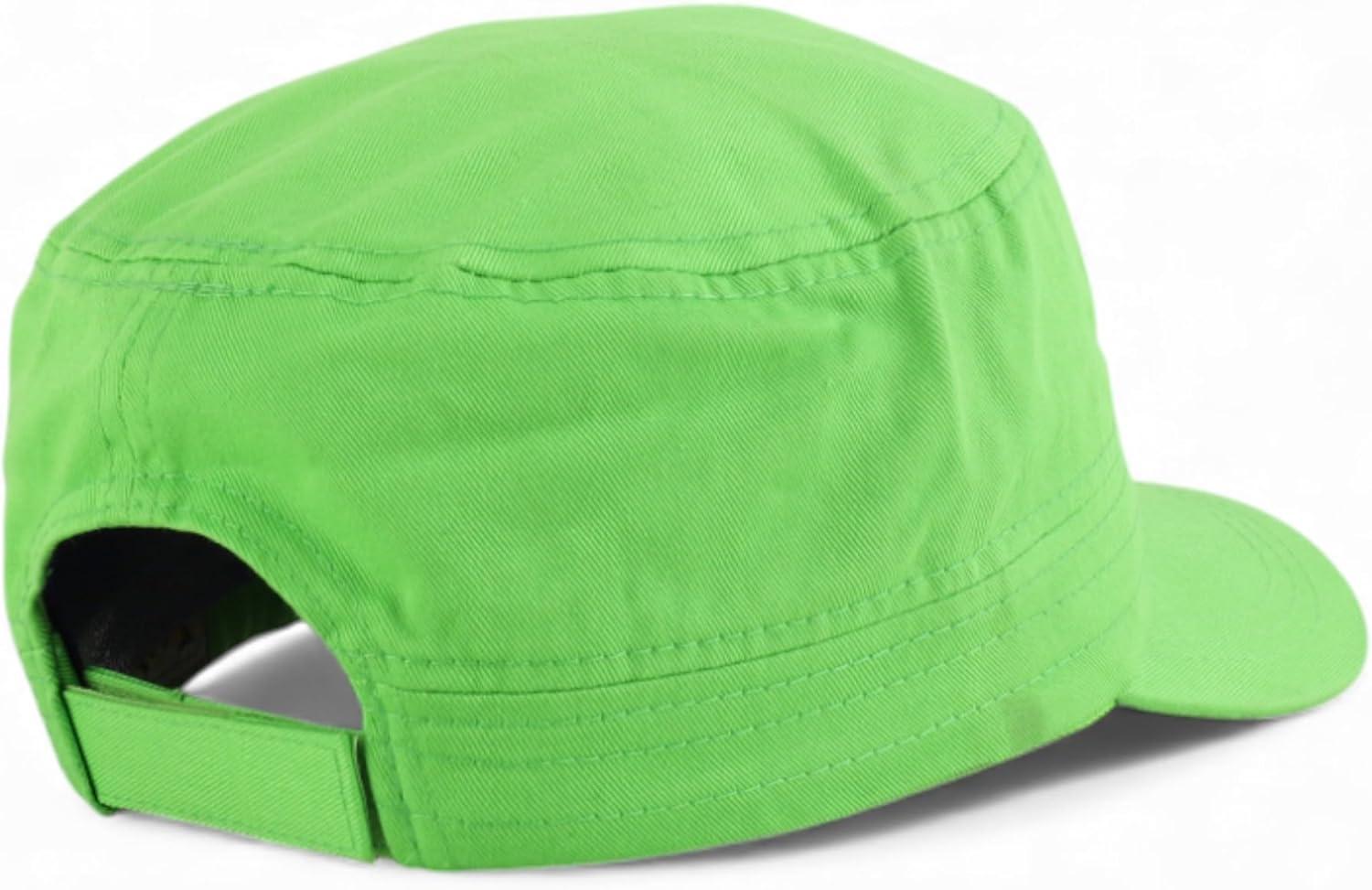 imageTrendy Apparel Shop Plain Castro Flat Top Style Army Cap with PocketLime