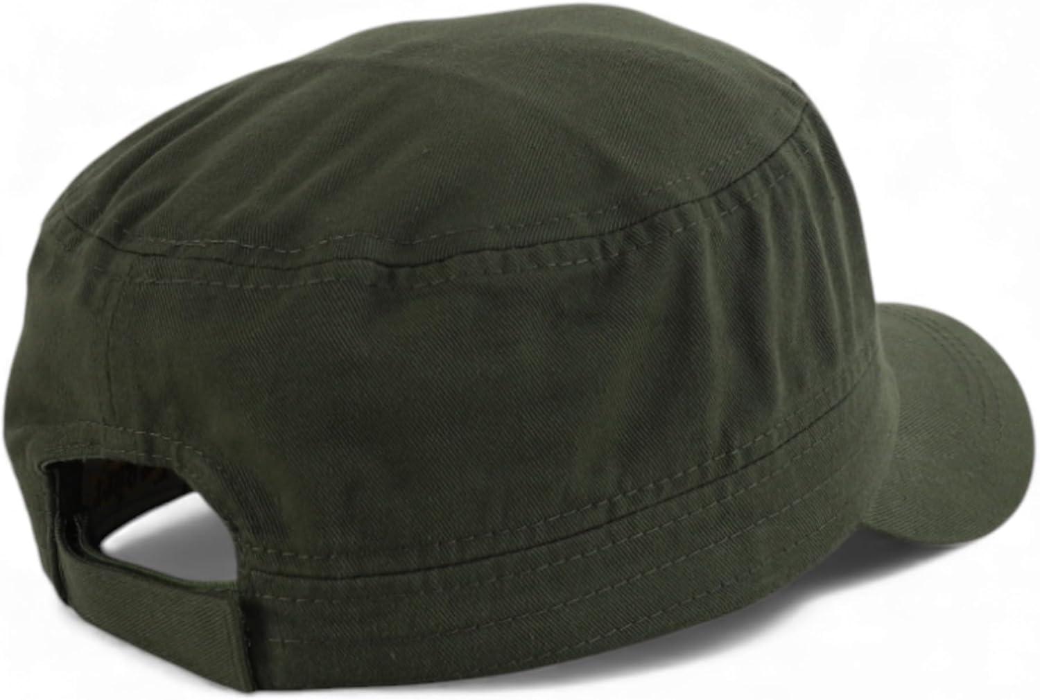 imageTrendy Apparel Shop Plain Castro Flat Top Style Army Cap with PocketOlive