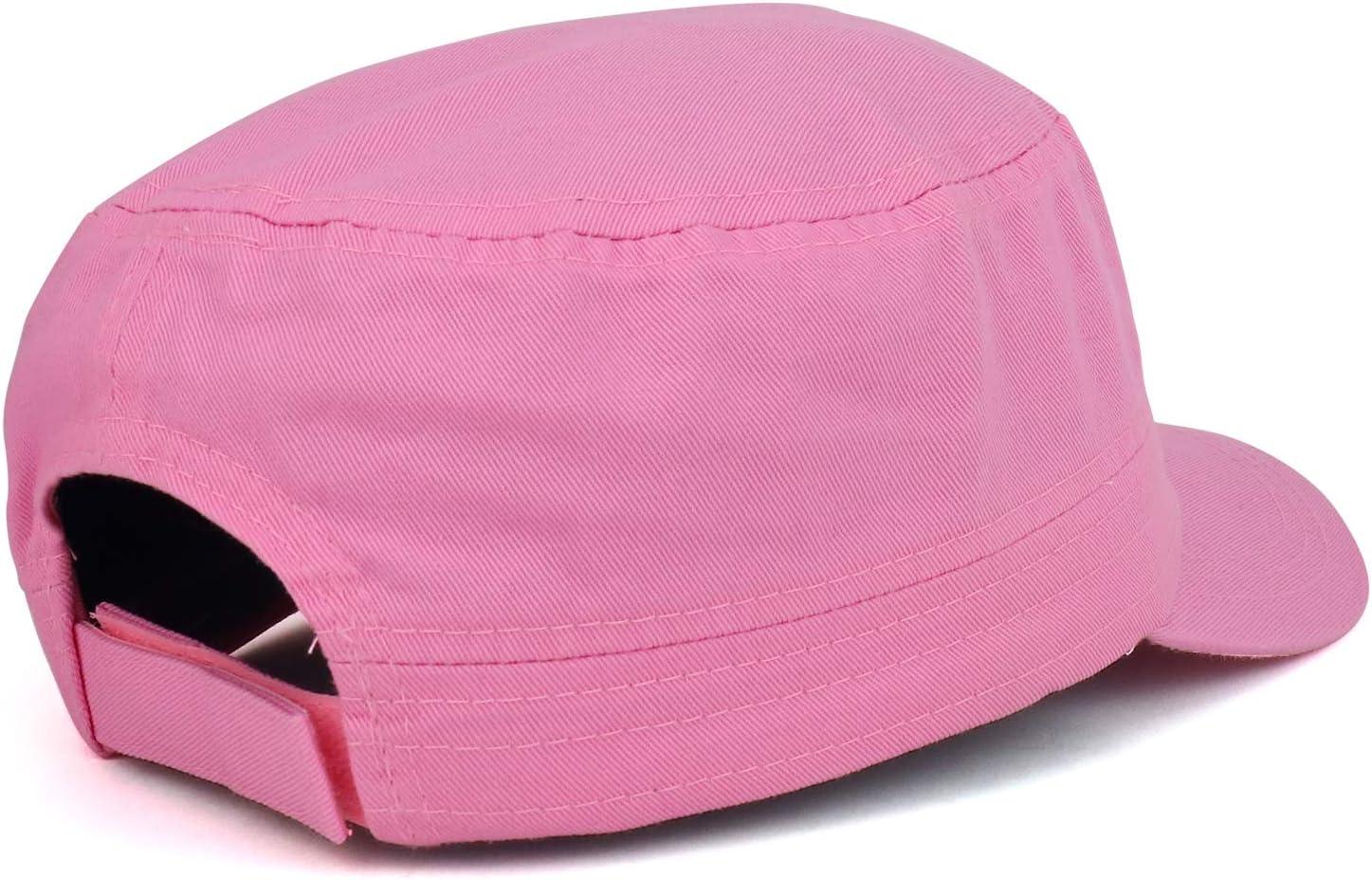 imageTrendy Apparel Shop Plain Castro Flat Top Style Army Cap with PocketPink