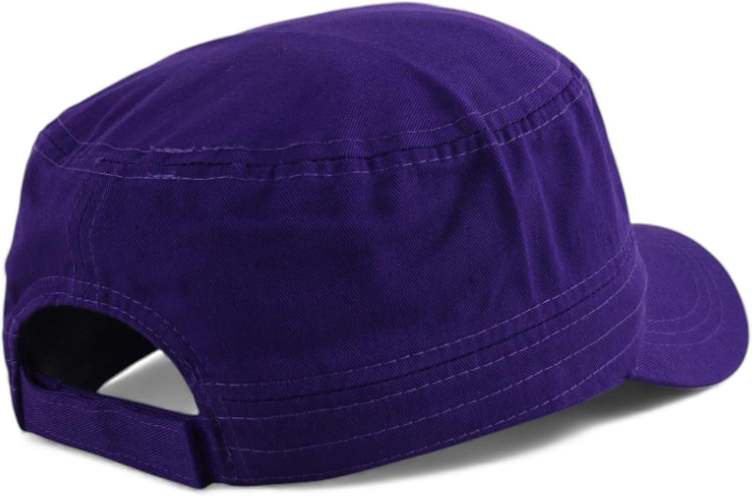 imageTrendy Apparel Shop Plain Castro Flat Top Style Army Cap with PocketPurple