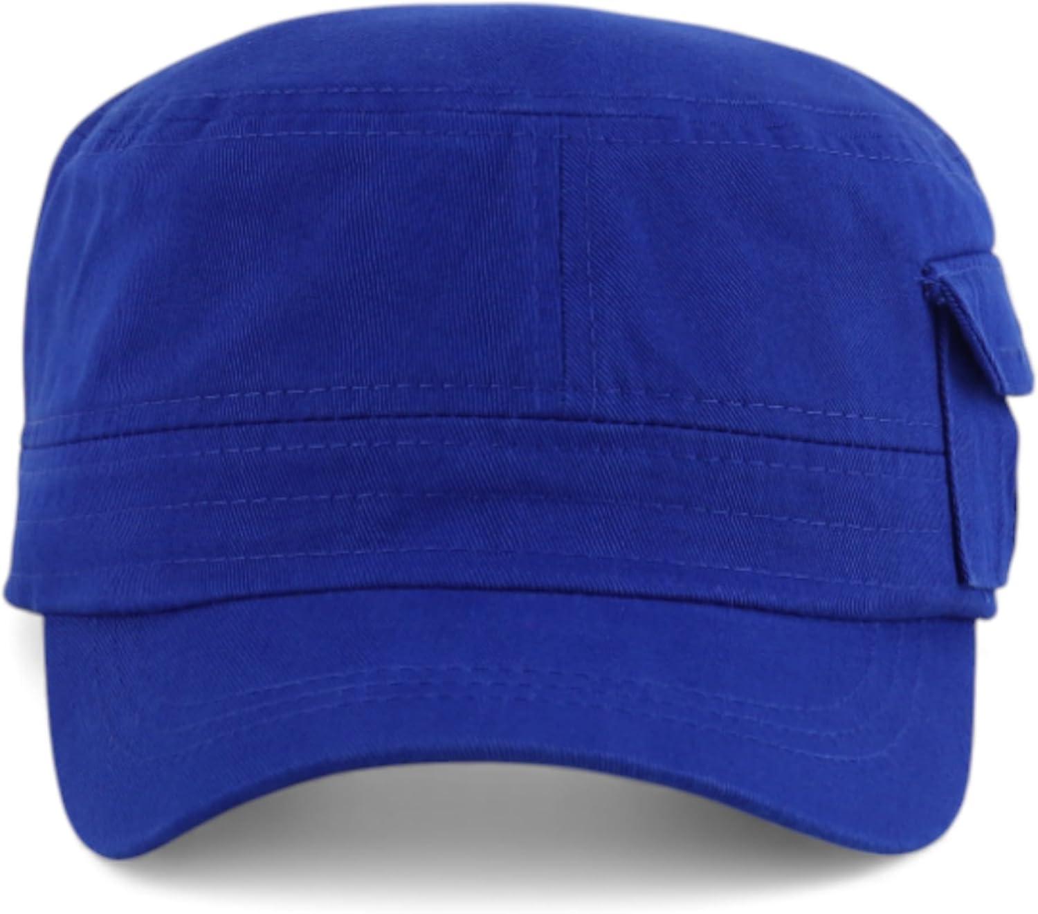 imageTrendy Apparel Shop Plain Castro Flat Top Style Army Cap with PocketRoyal