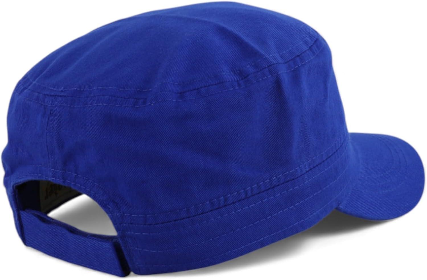 imageTrendy Apparel Shop Plain Castro Flat Top Style Army Cap with PocketRoyal