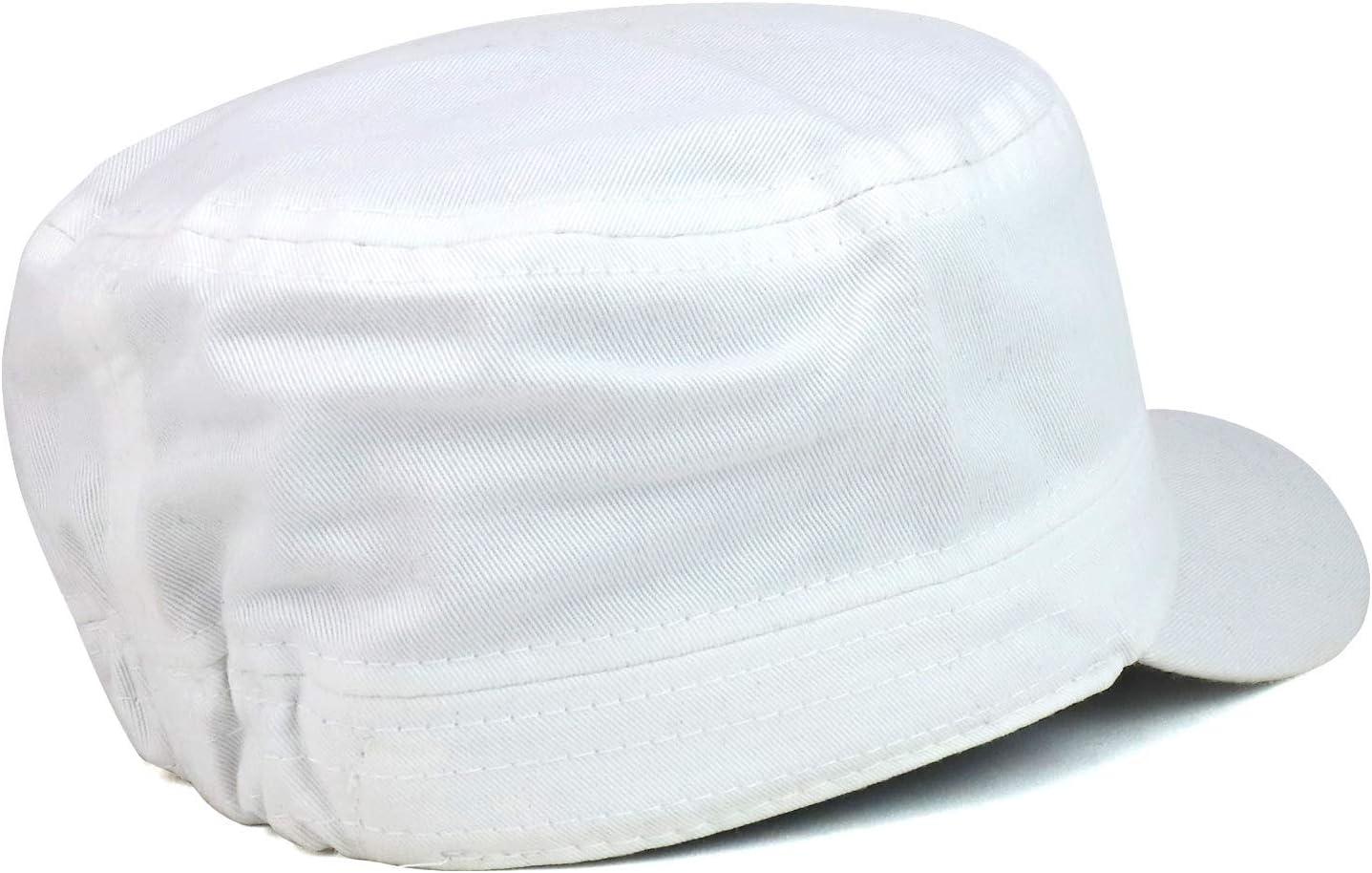 imageTrendy Apparel Shop Plain Castro Flat Top Style Army Cap with PocketWhite