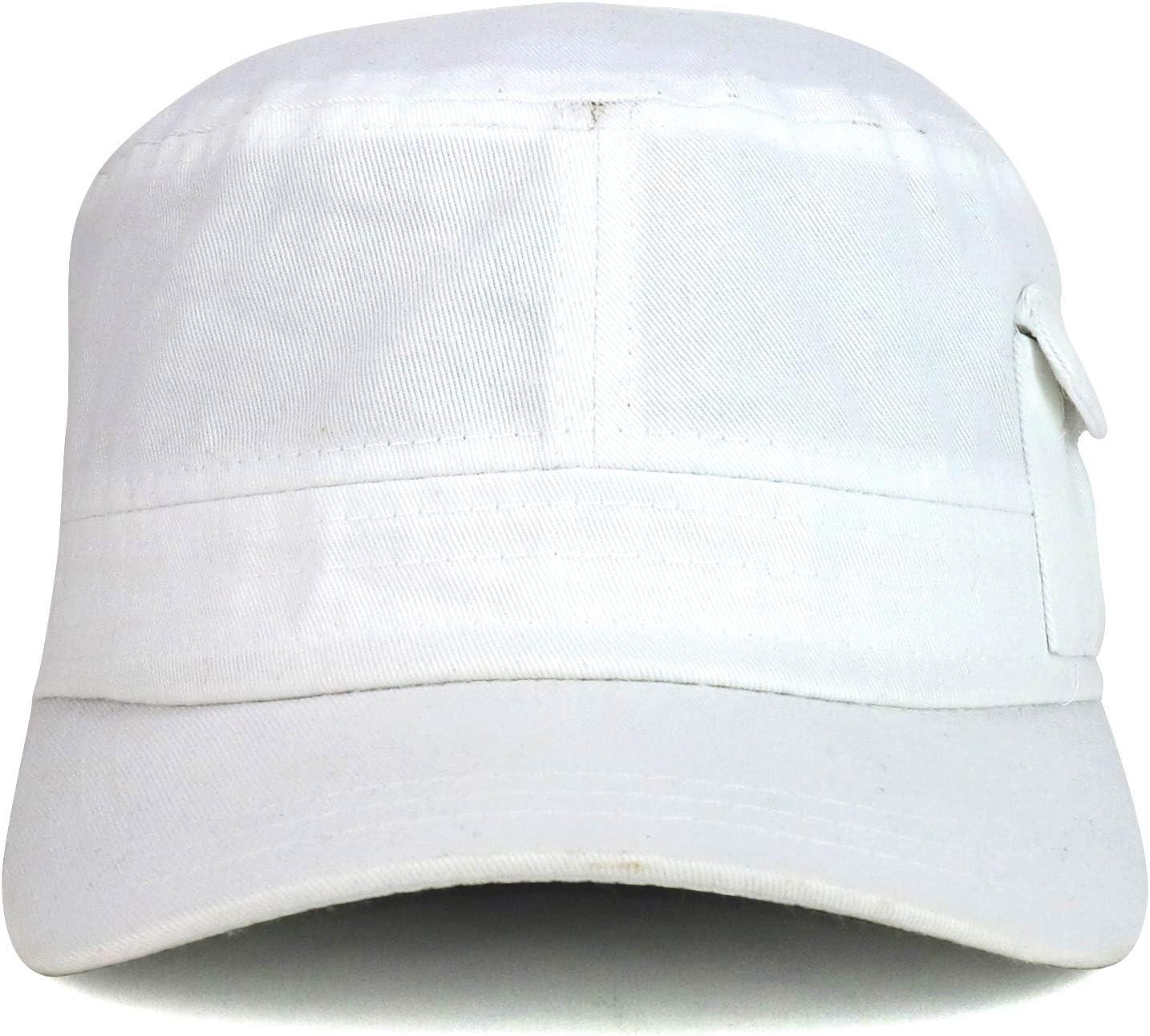 imageTrendy Apparel Shop Plain Castro Flat Top Style Army Cap with PocketWhite