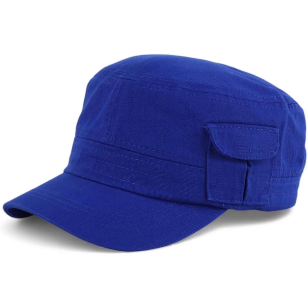 imageTrendy Apparel Shop Plain Castro Flat Top Style Army Cap with PocketRoyal