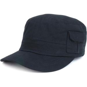 imageTrendy Apparel Shop Plain Castro Flat Top Style Army Cap with PocketBlack