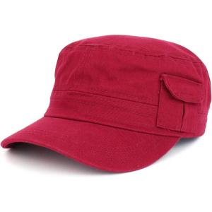 imageTrendy Apparel Shop Plain Castro Flat Top Style Army Cap with PocketBurgundy