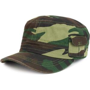 imageTrendy Apparel Shop Plain Castro Flat Top Style Army Cap with PocketCamo