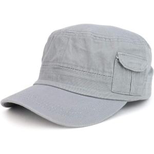 imageTrendy Apparel Shop Plain Castro Flat Top Style Army Cap with PocketGrey