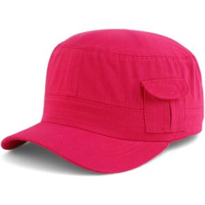 imageTrendy Apparel Shop Plain Castro Flat Top Style Army Cap with PocketHot Pink