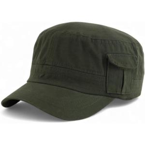 imageTrendy Apparel Shop Plain Castro Flat Top Style Army Cap with PocketOlive