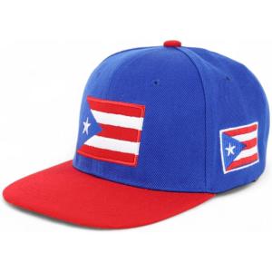 imageTrendy Apparel Shop Puerto Rico Embroidered Round Flat Bill Snapback CapRoyal Red