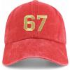 imageTrendy Apparel Shop Number 67 Gold Thread Embroidered Pigment Dyed Cotton Baseball CapRed