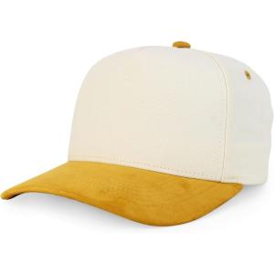 imageTrendy Apparel Shop 5 Panel Cotton and Suede Combo Snapback Baseball CapStone Mustard