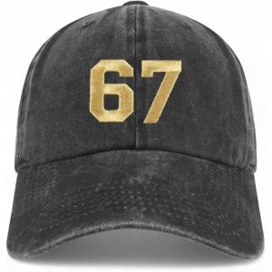 imageTrendy Apparel Shop Number 67 Gold Thread Embroidered Pigment Dyed Cotton Baseball CapBlack