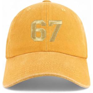 imageTrendy Apparel Shop Number 67 Gold Thread Embroidered Pigment Dyed Cotton Baseball CapMango