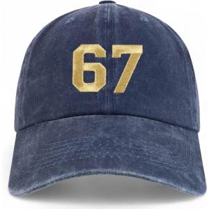 imageTrendy Apparel Shop Number 67 Gold Thread Embroidered Pigment Dyed Cotton Baseball CapNavy