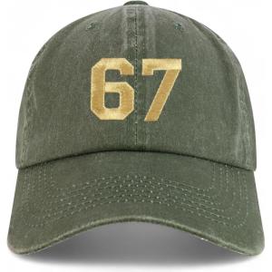 imageTrendy Apparel Shop Number 67 Gold Thread Embroidered Pigment Dyed Cotton Baseball CapOlive