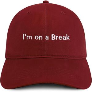 imageTrendy Apparel Shop Im on a Break Embroidered Cotton Unstructured Low Profile Dad HatMaroon
