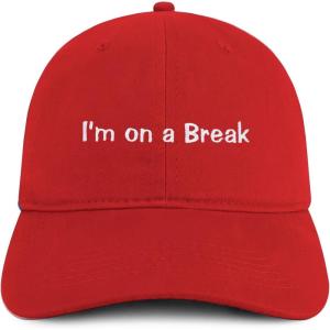 imageTrendy Apparel Shop Im on a Break Embroidered Cotton Unstructured Low Profile Dad HatRed