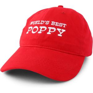 imageTrendy Apparel Shop Worlds Best Poppy Embroidered Soft Crown 100 Brushed Cotton CapRed