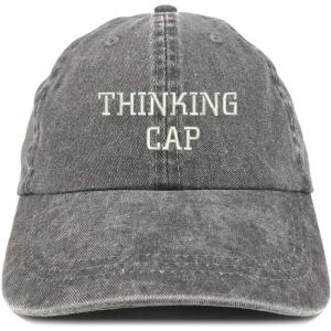 imageTrendy Apparel Shop Thinking Cap Embroidered Washed Cotton Adjustable CapBlack
