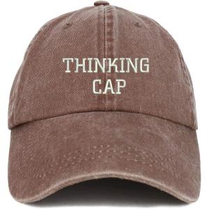 imageTrendy Apparel Shop Thinking Cap Embroidered Washed Cotton Adjustable CapChocolate