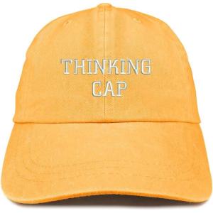 imageTrendy Apparel Shop Thinking Cap Embroidered Washed Cotton Adjustable CapMango