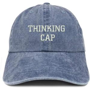 imageTrendy Apparel Shop Thinking Cap Embroidered Washed Cotton Adjustable CapNavy