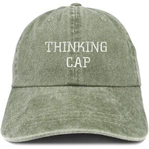 imageTrendy Apparel Shop Thinking Cap Embroidered Washed Cotton Adjustable CapOlive