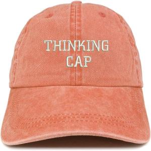 imageTrendy Apparel Shop Thinking Cap Embroidered Washed Cotton Adjustable CapOrange