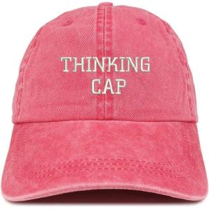 imageTrendy Apparel Shop Thinking Cap Embroidered Washed Cotton Adjustable CapRed